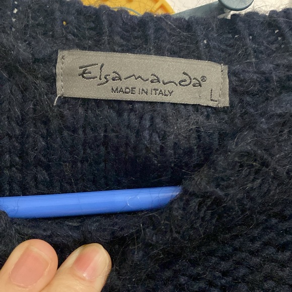 Elsamanda Long Sleeve Crew Neck Sweaters for Women size Large Blue Alpaca Wool - Picture 8 of 8